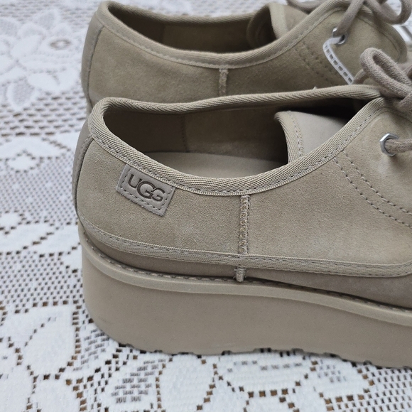 UGG Cityfunc Platform Suede Loafer Shoes Women’s 8.5 Mustard Tan Beige 1163010 - Picture 4 of 10